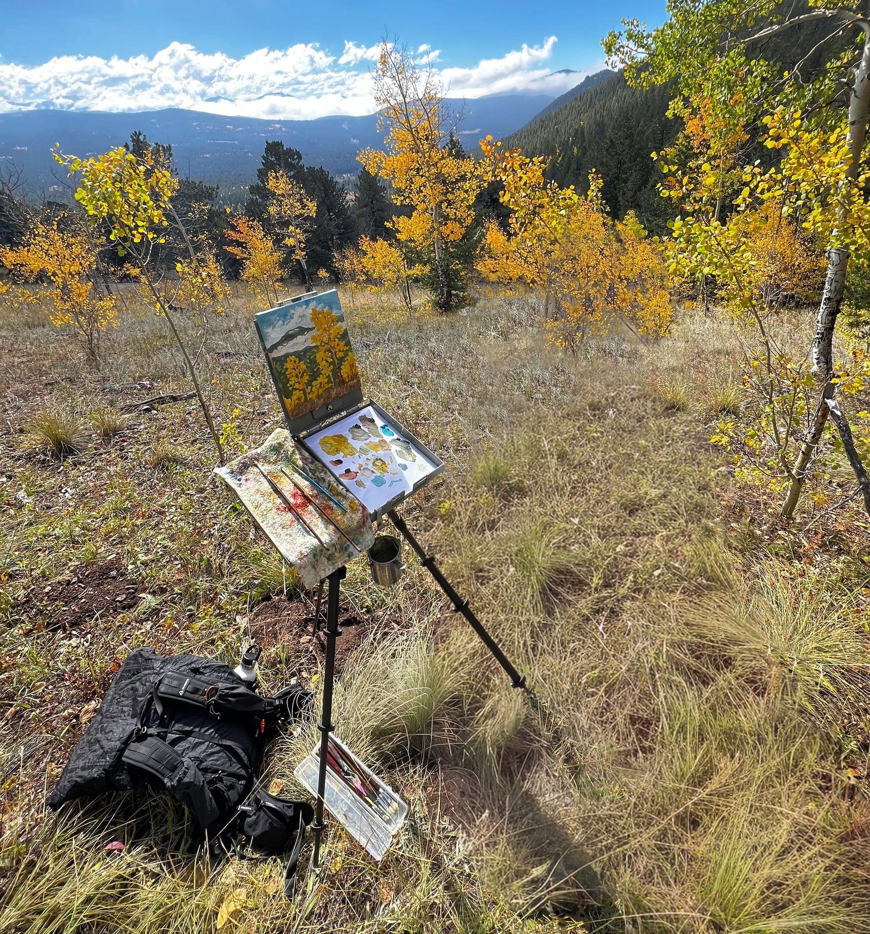 Artist painting outdoors