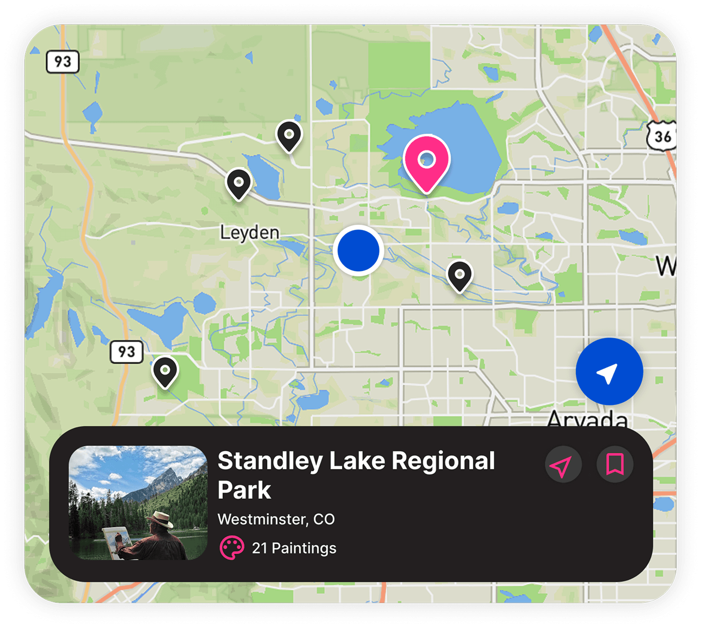 Map showing creative spots